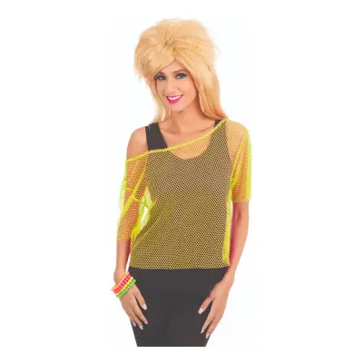 80-tals Nättopp Neon Gul - One size