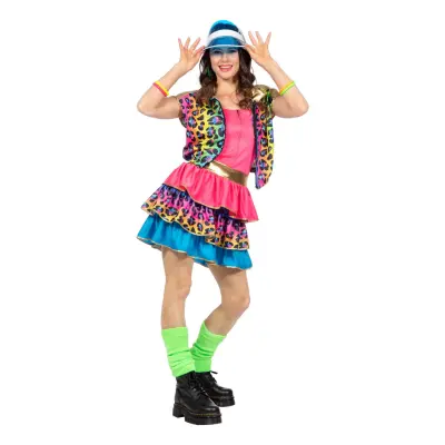 80-tals Neon Leopard Dam Maskeraddräkt - 44