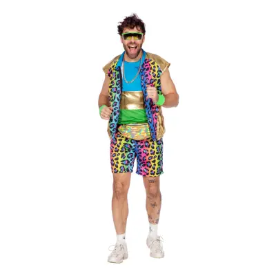 80-tals Neon Leopard Herr Maskeraddräkt - XX-Large