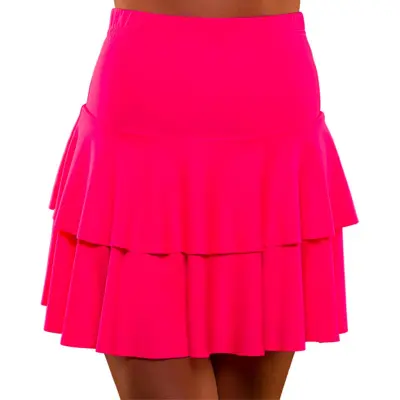 80-tals Neon Volangkjol Rosa - Medium/Large