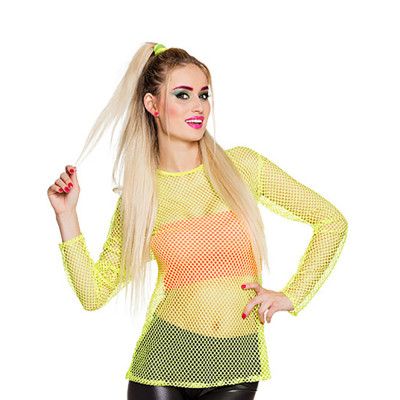 80-tals Neongul Fisknätströja - Medium/Large