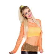 80-tals Neonorange Fisknätströja - Medium/Large