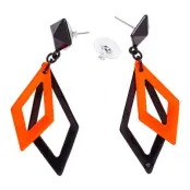 80-tals Romb Örhängen - Svart/Neonorange