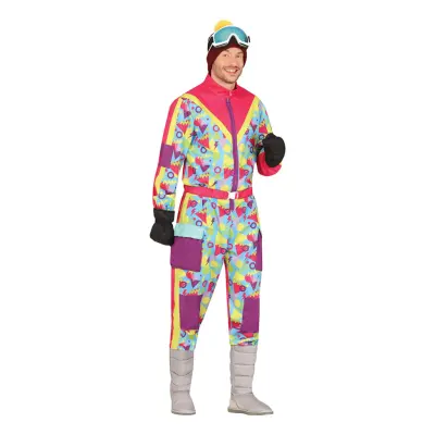80-tals Rosa Skidoverall Herr Maskeraddäkt - Large