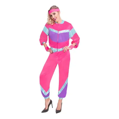 80-tals Rosa Träningsoverall Maskeraddräkt - Medium