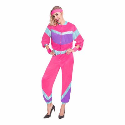 80-tals Rosa Träningsoverall Maskeraddräkt - Small