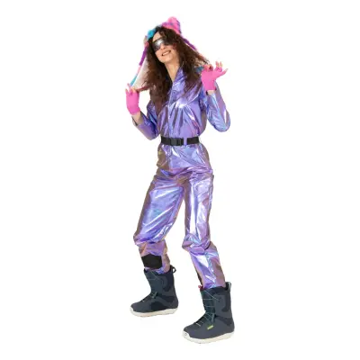 80-tals Skidoverall Lila Holografisk - Medium