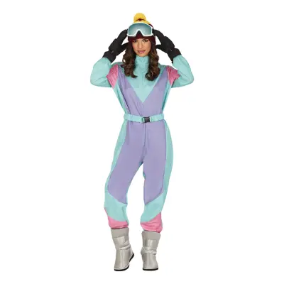 80-tals Skidoverall Lila/Blå Dam Maskeraddräkt - Medium