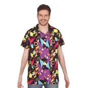 80-tals Skjorta Svart med Mönster - Large