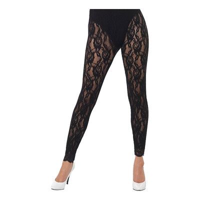 80-tals Spets Tights Svarta - One size