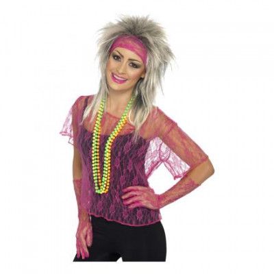 80-tals Spetskit Neonrosa