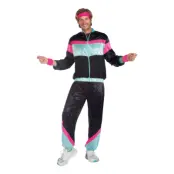 80-tals Svart Träningsoverall Herr Maskeraddräkt - X-Large