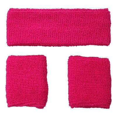 80-tals Svettband Kit Mörkrosa - One size