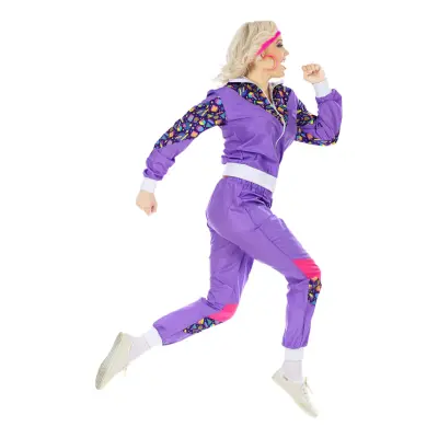 80-tals Träningsoverall Lila Maskeraddräkt - Large