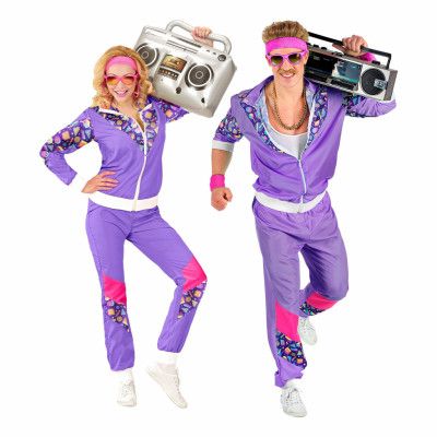 80-tals Träningsoverall Lila Maskeraddräkt - Medium