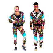 80-tals Träningsoverall med Leopardprint - Small