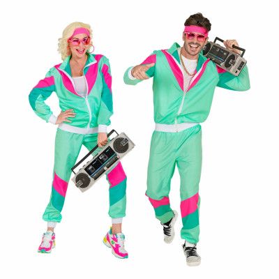 80-tals Träningsoverall Mintgrön Maskeraddräkt - XX-large