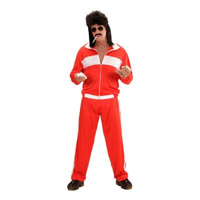 80-tals Träningsoverall Röd Maskeraddräkt - Large