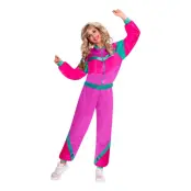 80-tals Träningsoverall Rosa/Blå Maskeraddräkt - Small