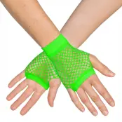 80-tals UV Fingerlösa Näthandskar Korta Neongrön - One size