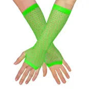 80-tals UV Fingerlösa Näthandskar Långa Neongröna - One size