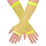 80-tals UV Fingerlösa Näthandskar Långa Neongula - One size