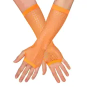 80-tals UV Fingerlösa Näthandskar Långa Neonorange - One size