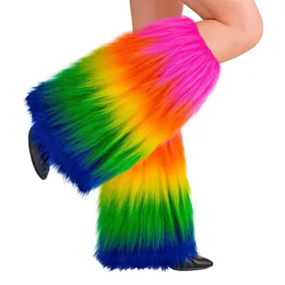 Benvärmare Fluffiga Regnbågsfärgade Deluxe - One size