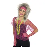 80-tals Spetskit Neonrosa - One size