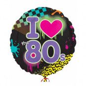 I Love the 80s Folieballong 43 cm - Back to the 80's