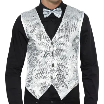 Paljettväst Silver - Medium