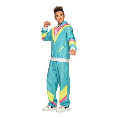 80-tals Joggare Neonblå Maskeraddräkt - XX-Large