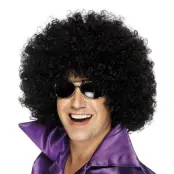 Jätteafroperuk Svart - One size