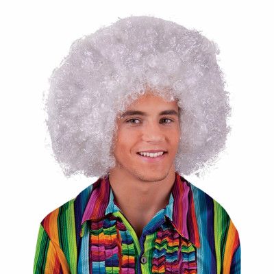 Vit/Silver Jätteafroperuk - One size