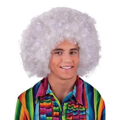 Vit/Silver Jätteafroperuk - One size