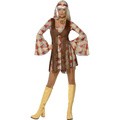 60-tals Hippieklänning Groovy Baby Maskeraddräkt Dam S