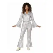 70-tals Disco Dam Silver Maskeraddräkt - Medium