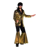 70-tals Disco Kostym Guld Maskeraddräkt Deluxe - Medium