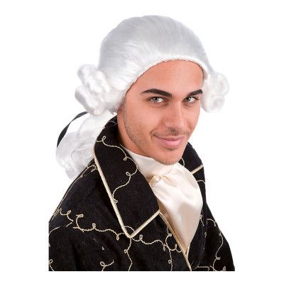 Barock Peruk Vit med Fläta - One size