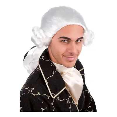 Barock Peruk Vit med Fläta - One size