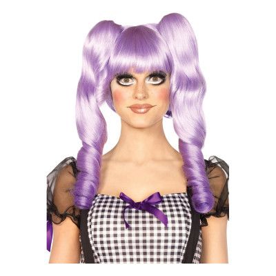 Docka Lila Deluxe Peruk med Avtagbara Tofsar - One size