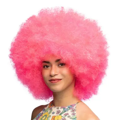Fluffig Neonrosa Peruk - One size