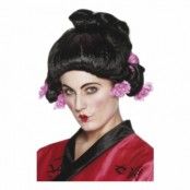 Geisha Peruk med Blommor - One size