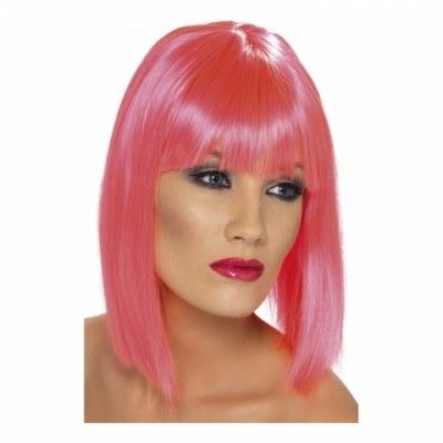 Glam Neonrosa Peruk - One size