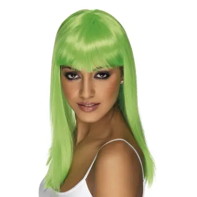 Glamourama Neongrön Peruk - One size