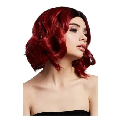 Kourtney Rubinröd Kort Tvåtonad Peruk med Lockar - One size