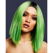 Kylie Deluxe Wig - Kan Styles! - Limegrön Peruk med Lång Bob-Frisyr