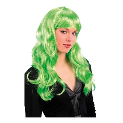 Lockig Peruk Grön - One size