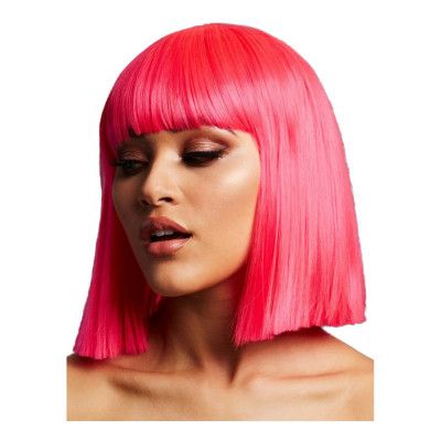 Lola Neonrosa Peruk med Lugg - One size