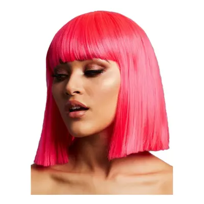 Lola Neonrosa Peruk med Lugg - One size